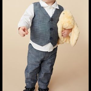 Nordstrom Baby Grey/Blue Chambray Vest & Pants